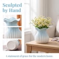 thumbnail image 2 of Unique Bargains Ceramic Cube Ribbed Textured Flower Vase Blue 4.7" x 4.7" x 4.7", 2 of 6