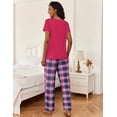 thumbnail image 4 of Ekouaer 2 Piece Womens Pajamas Short Sleeve Top and Long Pants Pjs Set Printed Sleepwear with Pocket Valentine's Day Party, 4 of 6