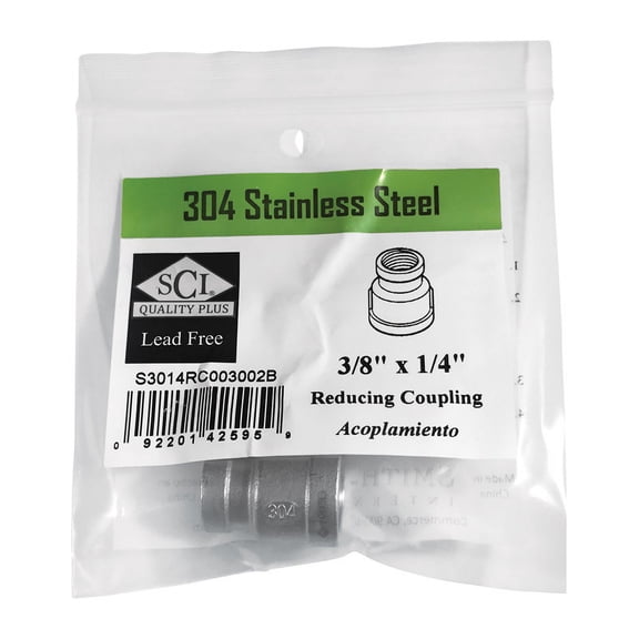 Smith-Cooper 3/8 in. FPT X 1/4 in. D FPT Stainless Steel Reducing Coupling