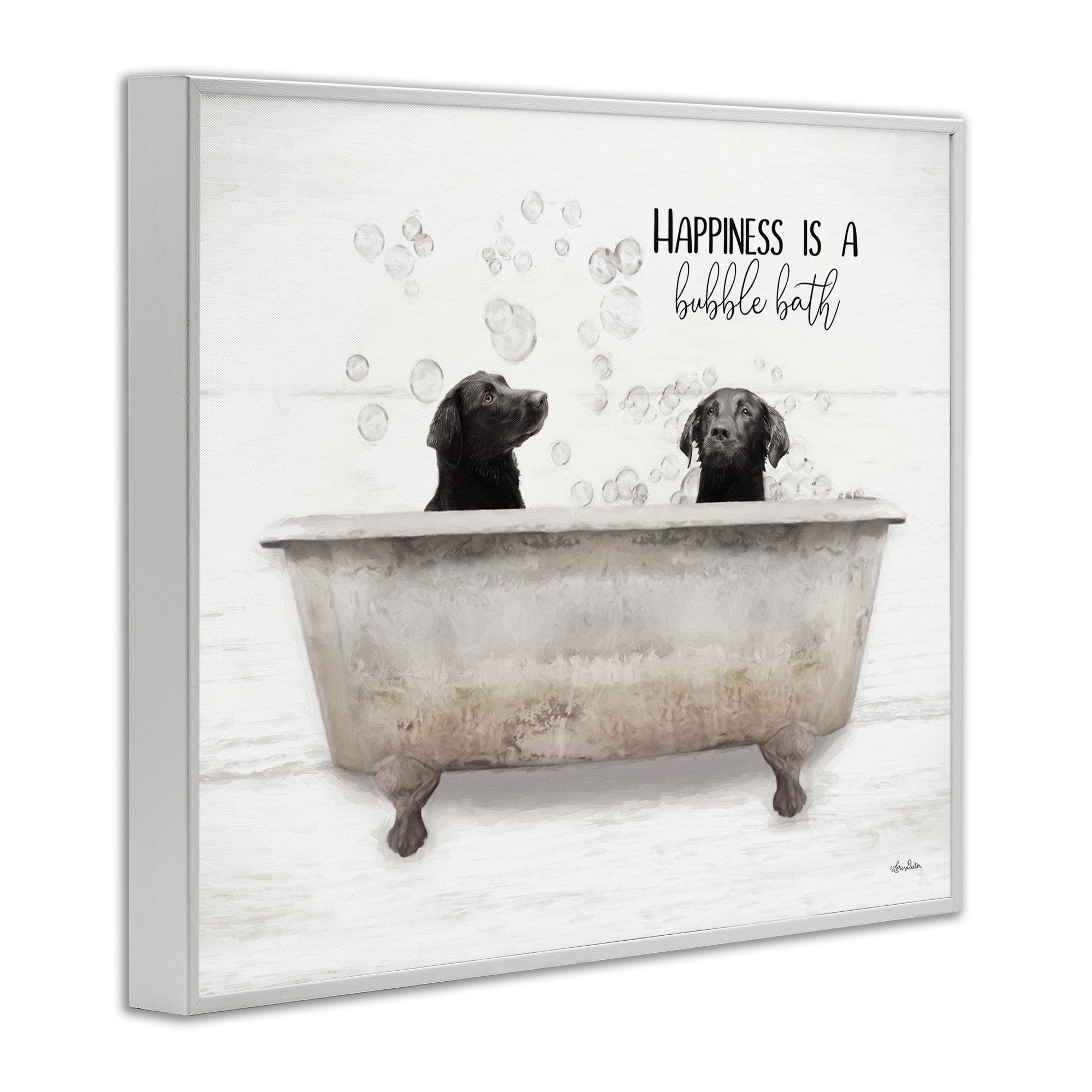 Stupell Industries Animal Bathroom Happy Dogs Animals & Insects Painting White Framed Art Print Wall Art, 30 x 24
