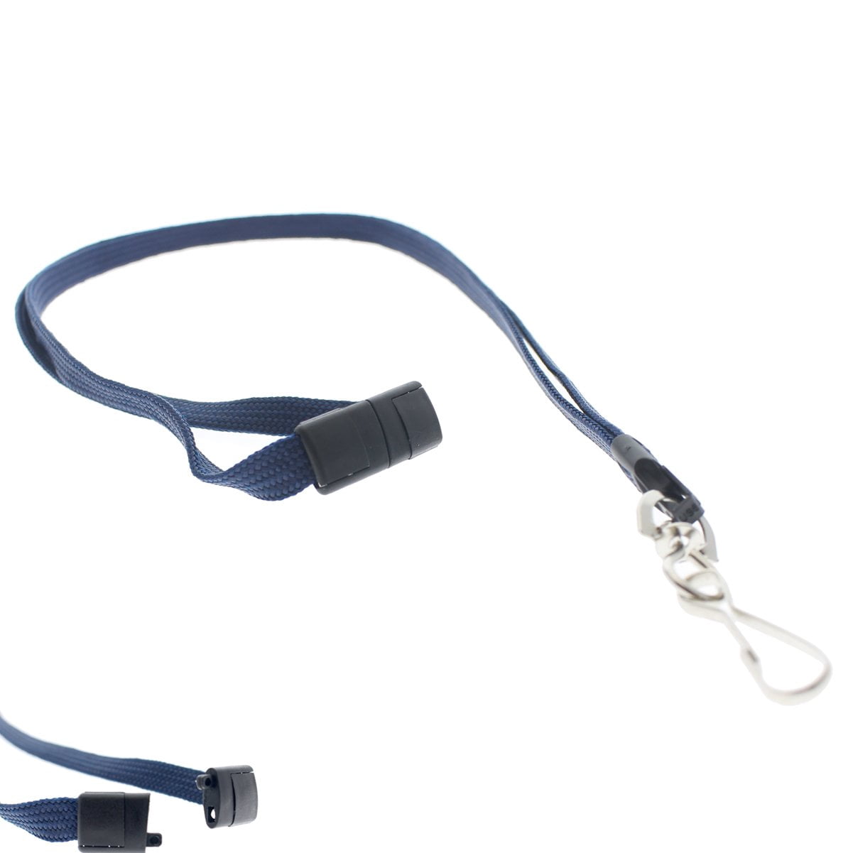 25 Pack - Premium Breakaway Lanyards for ID Badges - Metal Swivel J Hook - 3/8” Wide | 36 Inch Length | Flat Woven by Specialist ID (Navy Blue)