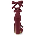 thumbnail image 2 of BLISSFUL STEP Women's Lace Up Platform Block Heel Sandals Burgundy (Size 9.5), 2 of 8
