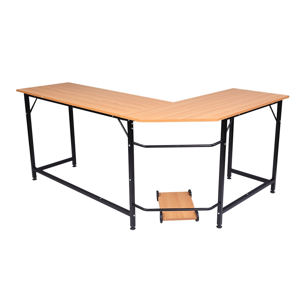 Lowestbest L-Shaped Computer Desk, 90 Degree Right Angle Desk, L-Shaped Desk Corner Table Computer Desk PC Laptop Study Writing Table Workstation for Home Office, Wood Color Lowestbest L-Shaped Computer Desk, 90 Degree Right Angle Desk, L-Shaped Desk Corner Table Computer Desk PC Laptop Study Writing Table Workstation for Home Office, Wood Color