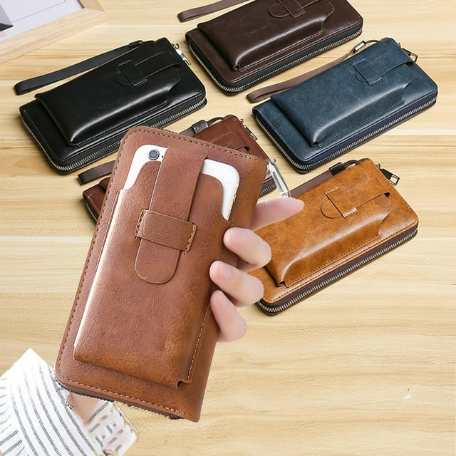 Fiudx Cartera de Cuero con Cremallera, Diseño de Gran Capacidad, Múltiples Tarjeteros, Cuero Suave y Cómodo, Cierre de Cremallera Seguro, Ideal para Uso Diario, Viajes de Negocios, 19,5 X 10,5 X 3 Cm