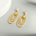 thumbnail image 7 of Aobei Pearl Dangle Hoop Earrings for Women 18K Gold Plated Stud Long Triple Hoop Earrings, 7 of 7