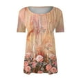 thumbnail image 5 of Orange Women's Short Sleeve T-shirt, Summer Tops For Women 2025 Trendy Boho Floral Print Tunic Shirts Short Sleeve V Neck Tshirt Casual Loose Blouse,Women's Short sleeve T-shirt XXL, 5 of 5