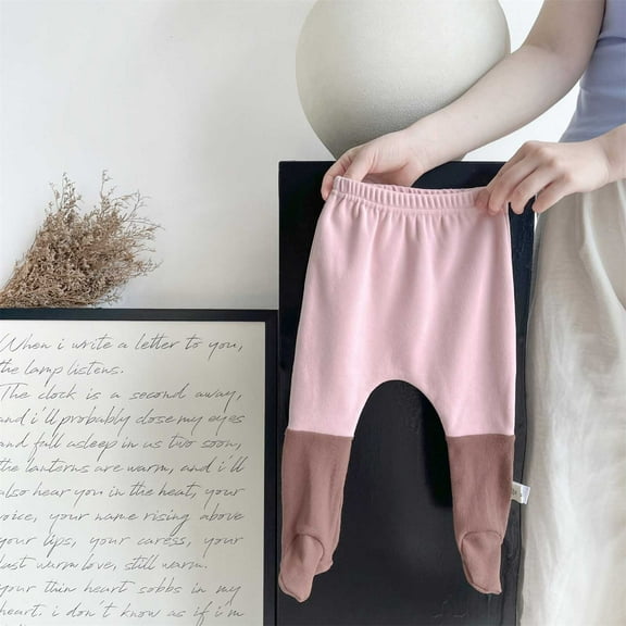 Newborn Infant Baby Boys Girls Cotton High Waist Footed Pants Casual Leggings with Feet