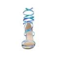 thumbnail image 6 of BLISSFUL STEP Women's Sandals Tie Dye Strappy Block Heels Lace up Sandals Cyan 9, 6 of 7