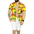 thumbnail image 4 of LA LEELA Men's Vacation Beach Shirts Stylish Hawaii Holiday Summer Aloha Tops Short Sleeve Mens Casual Button-Down Shirts S Yellow, Holiday Tribal, 4 of 6