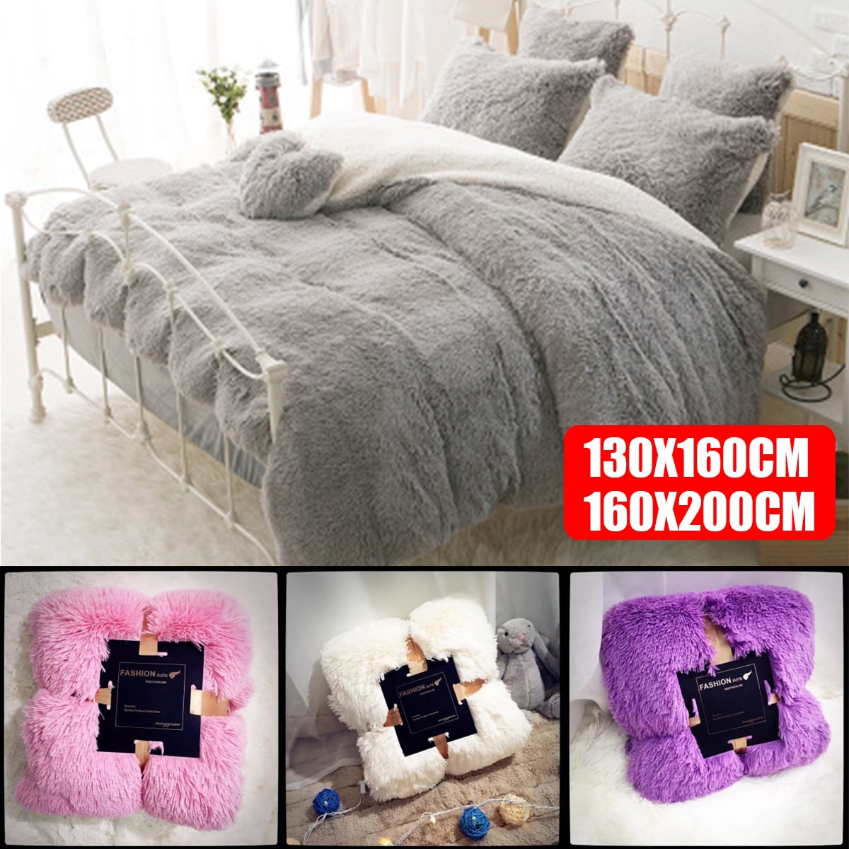Home Ultra Soft Plush + Fleece Plush Blanket Luxurious Fuzzy Fleece
