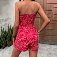 thumbnail image 4 of Mqqzkk Women Summer Casual Strapless Rompers Tube Top Shorts Jumpsuit Out Of Shoulder Beach Romper with Pocket, 4 of 9