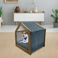 thumbnail image 3 of Geometric Pet House, Lattice Pattern with Dots and Curved Lines Abstract Traditional Motifs, Outdoor & Indoor Portable Dog Kennel with Pillow and Cover, 5 Sizes, Dark Blue Cream, by Ambesonne, 3 of 5