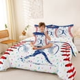 thumbnail image 3 of Erosebridal Navy Blue Dripping Baseball Stitch & Batter Silhouette Graphic Bedding Comforter Set 7 Pieces, Sport Graphic Full Bedding Set for Boys And Girls Kids,Super Cozy Room Decor, 3 of 6