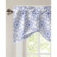 thumbnail image 2 of Tie Up Valance Curtain for Kitchen, Retro Blue Flower Pattern Rod Pocket Short Curtains Adjustable Tie-Up Shade Valances, Abstract Tribal Texture Window Treatment for Bathroom Living Room Bedroom, 2 of 7
