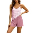 thumbnail image 2 of Ayolanni Womens Pajamas Sets 2 Piece Soft Sleeveless Cami Tops and Shorts Pjs Comfy Striped Summer Loungewear Sleepwear Sets L, 2 of 6