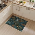thumbnail image 2 of ODIKA 3'x5' Teal Tropical Canopy: Lush Jungle Washable Accent Rug Elegant Botanical Patterns with Exotic Flora for Bedside, Nursery Room, Pet Friendly & Non-Shedding, 2 of 7