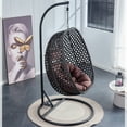 thumbnail image 6 of TesNus Egg Swing Chair with Stand, Rattan Hanging Basket Chair with Cushion and Pillow, Black Indoor Outdoor Lounge Chair for Patio Balcony Backyard, 6 of 9