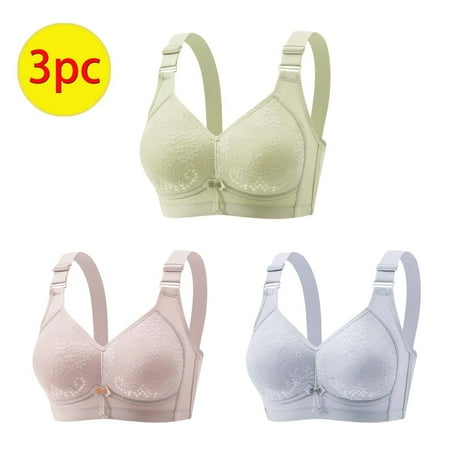 GERsome Women s Bras V Neck Seamless Wireless Comfortable Everyday Bra Full Coverage Push Up Bra Comfortable Underwear Pack of 3 Assorted Color Green/Purple/Blue L