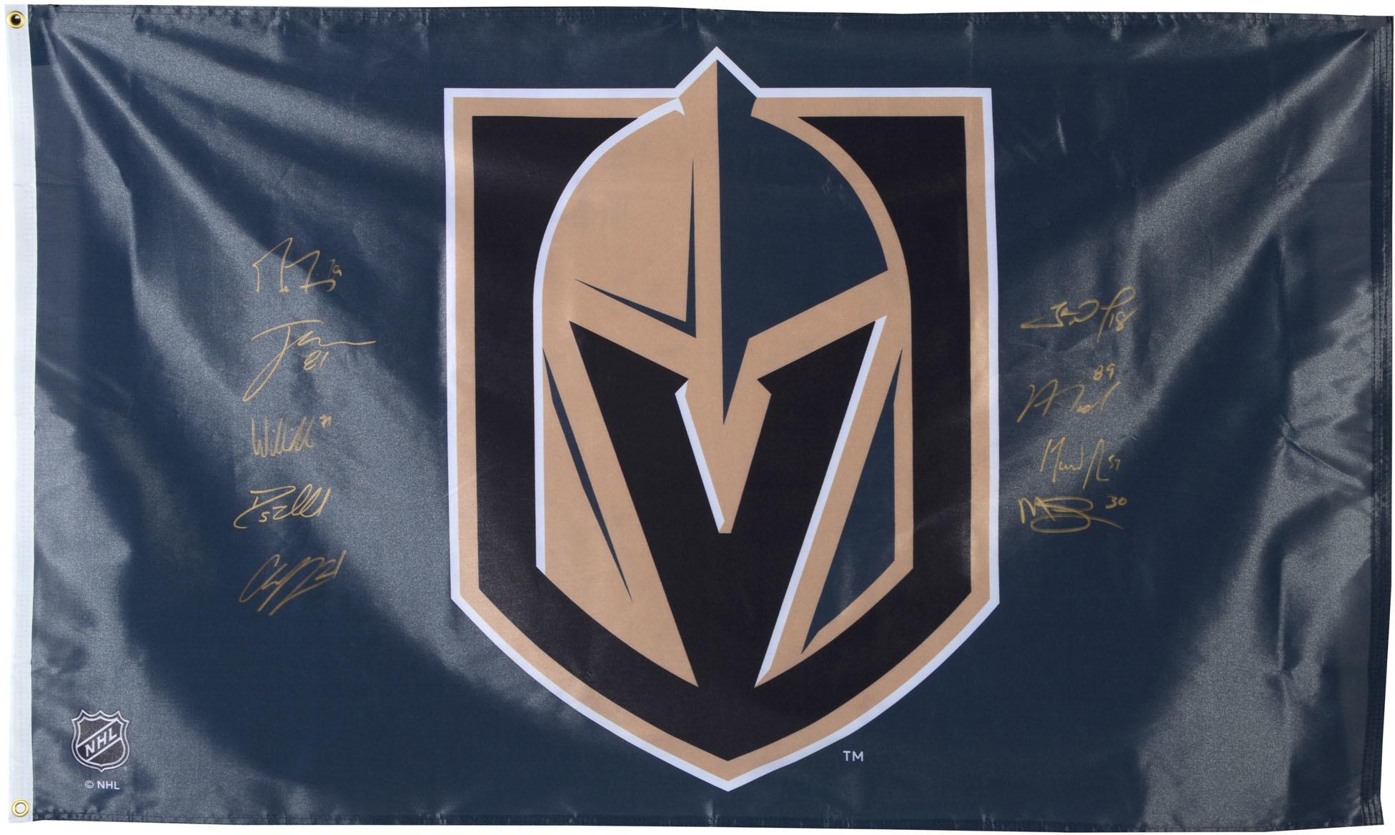 Vegas Golden Knights Autographed 3' x 5' Flag with Nine Signatures