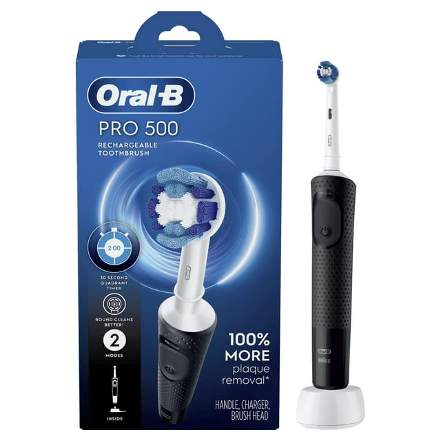 Oral-B Pro 500 Cepillo de dientes eléctrico con (1) cabezal, recargable, negro