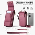 thumbnail image 2 of Crossbody Phone Bag Purse Wallet Case for iPhone/Galaxy/Pixel Series Cell Phones (Less Than or Equal to 7.6"), with Shoulder/Wrist Strap Lanyard, RFID Blocking Credit Card Holder, PU Leather Bag, Red, 2 of 7