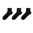 thumbnail image 2 of Ruffled Seamless Ankle Socks for Women, Thin Breathable Cotton Short Socks with Moisture Wicking for Summer & Office Wear, 3 Pairs Black, 2 of 3