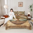 thumbnail image 4 of jejeloiu Gold Tree Of Life Full Size Comforter Sets,Exotic Boho Bedding Sets For Adults Reversible 3 Pieces, 4 of 8