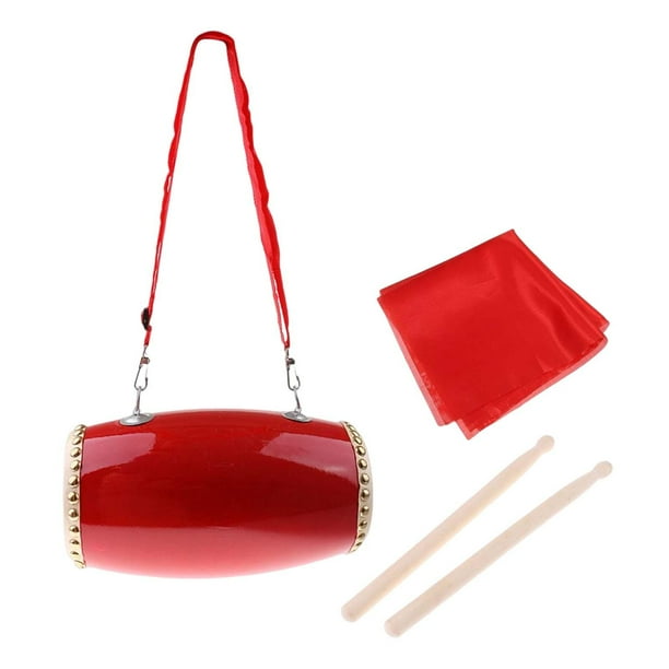 Tambor de cintura tradicional Pandereta de mano Aprendizaje Cintura para adultos Tambores Aprendizaje temprano Danza folclórica china 15 cm de madera CUTICAT Tambor de cintura