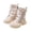 Beige, variant on Girls Martin Boots Faux Leather Tall Boots with Double Buckle & Side Zipper Non Slip Thick Platform Sole Casual Dress Footwear for Fall Winter Daily Wear Black 2.5(37)