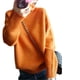 thumbnail image 5 of Suéter de cuello alto naranja para mujer, jersey grueso, camisa base, suelto, de talla grande, estilo holgado, suéter de punto de lana a la moda, 5 of 5