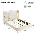 thumbnail image 2 of Paxton Modern Queen Upholstered Bed, Platform Bed with Wingback Headboard, USB Port, Reading lamp, Beige, 2 of 11