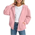 thumbnail image 2 of ZOYOEN Girls Hoodie with Pocekts- Long Sleeve Zip Up Lightweight Loose Fit Casual Kids Fall Jacket Pink Size 8, 2 of 6