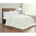 thumbnail image 3 of Truly Soft Velvet Plush 100% Microfiber Polyester Family Throw Blanket in Ivory, All Season, Adult Size, OEKO-TEX Certified, 3 of 7