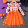 thumbnail image 3 of WIBACKER Little Girls Pumpkin Tulle Dresses Toddler Kids Long Sleeve Sparkle Tutu Dress Halloween Party Festival Dress 4T, 3 of 9