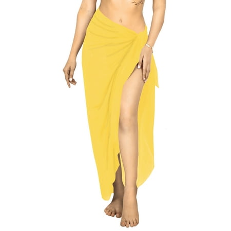 HAPPY BAY Women s Beach Bikini Swimwear Swim Cover up Wrap Summer Wraps Swimsuit Beachwear Sarong Coverups Skirts for Women One Size Plus Yellow  Plain