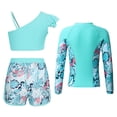thumbnail image 2 of RUNQHUI Kids Girls Pcs Athletic Swimsuits Upf Rash Guard Coat Ruffles Crop Top With Bottoms Mint Green 6, 2 of 7