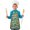 Rooster and Sky, variant on Rooster and Pumpkin Green Pattern Teens Aprons, Adjustable Neck Strap, Toddler & Teens Aprons for Cooking & Baking, 19x23.6 Inches