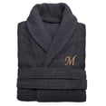 thumbnail image 3 of Authentic Hotel and Spa  Charcoal Grey with Gold Monogrammed Herringbone Weave Turkish Cotton Unisex Bath Robe V S/M, 3 of 5