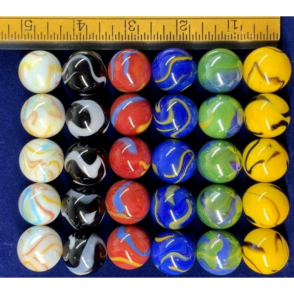 Big Game ~22mm (7/8") Large 30 Deluxe (w/Drawstring Storage Bag) Replacement Marbles Aggravation Wahoo Dirty Marbles Chinese Checker Board Game Glass