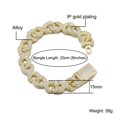 thumbnail image 4 of FEEL STYLE Male Zircon Gold Plated Ouroboros Cuban Chain Bracelet for Men Women 15MM 7", 4 of 5