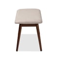 thumbnail image 3 of Bowery Hill Upholstered Wood Bench in Light Gray and Walnut, 3 of 8