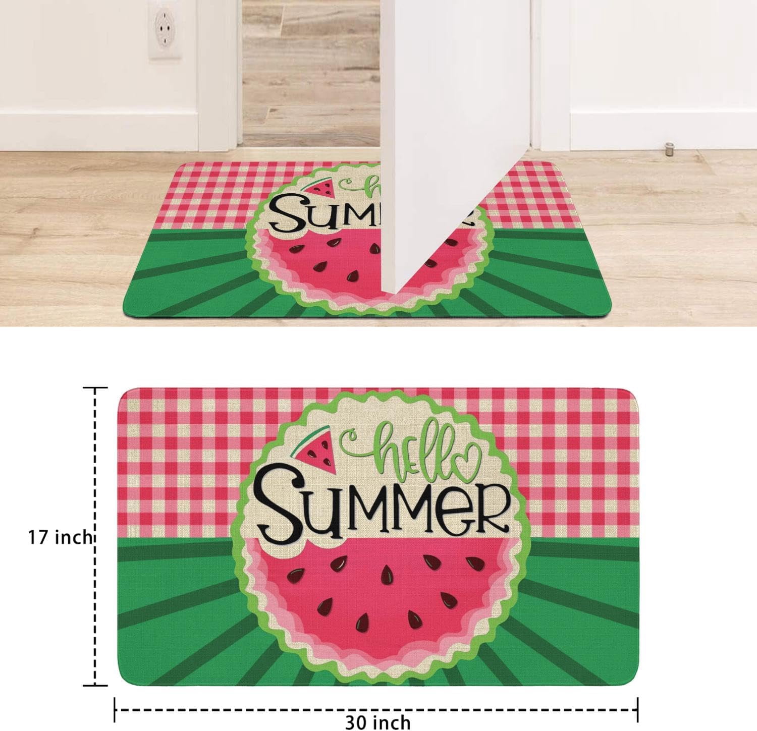 Hello Sunshine Door Mat 30 X 17 Inch Funny Summer Watermelon Door Mat Indoor Outdoor Entrance Floor Mat Non Slip Summer Decor Rubber Welcome Mats