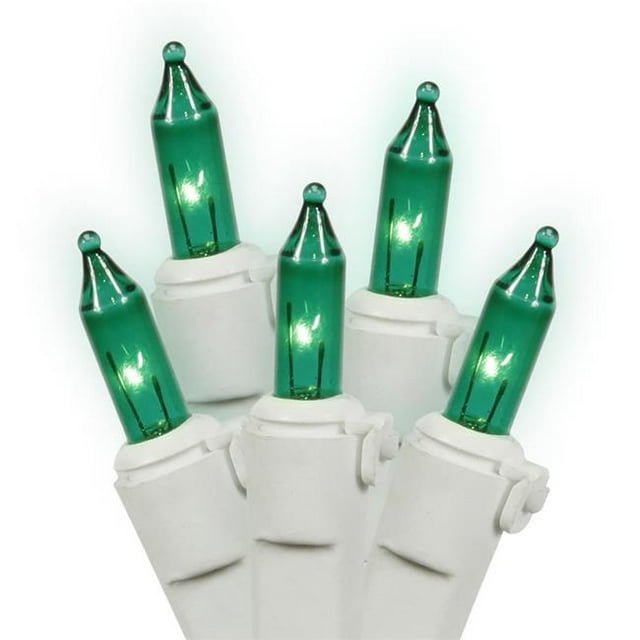 Vickerman W4W1004 White Wire End Connecting Lock 4 in. Spacing 33 ft. Long Light Set with Green Lights