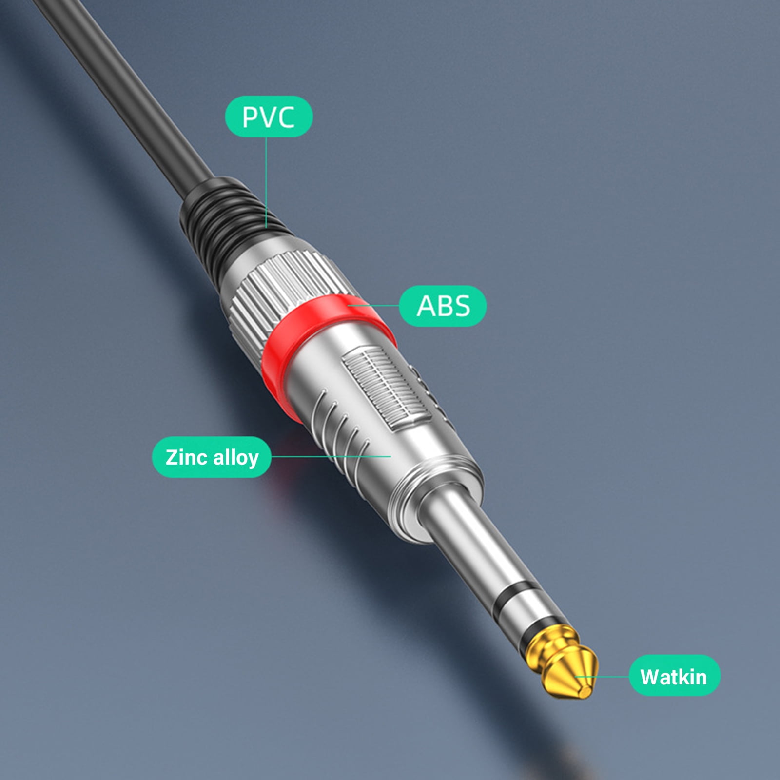 Professional 6.35mm Male to Male Stereo Cable Amplifier Guitar Connection Cord for Amplifiers, Mixer, Guitars