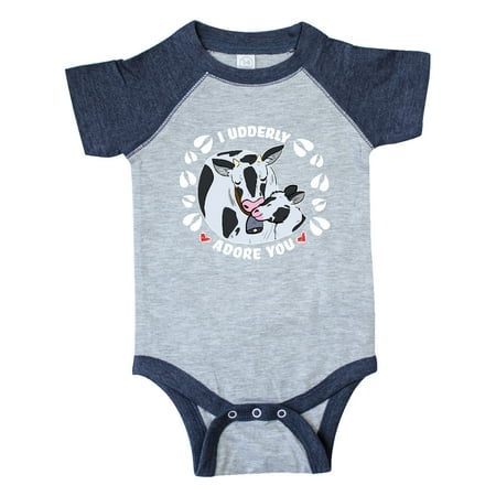 

Inktastic Cows I Udderly Adore You Gift Baby Boy or Baby Girl Bodysuit