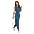 thumbnail image 2 of Fiophy Women's Cozy 2 Piece Outfits Lounge Sets Sleeveless Cropped Tops High Waisted Jogger Sweatpants Sweats Track Suits Set, Navy Blue, S, 2 of 7