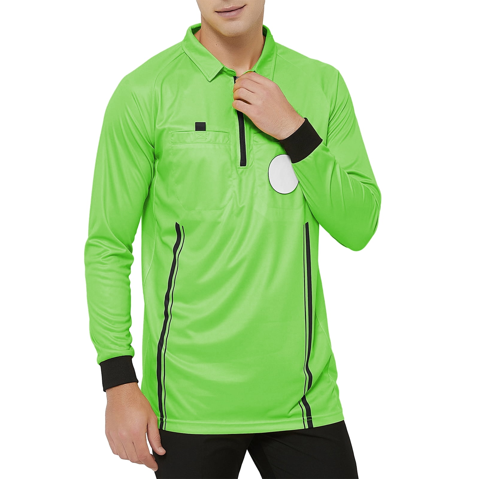 TOPTIE Men's Official Soccer Long Sleeve Referee Jersey USSF Pro Uniform-Green-3XL