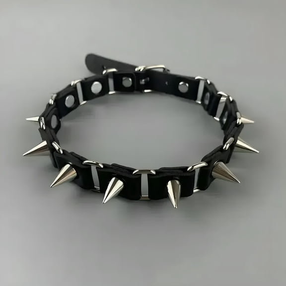 DESIGNICE 2026 New Fashion Jewelry Black Leather Spikes Chain Gothic Choker Necklace for Parties,Concerts,Cosplay,Daily Wear