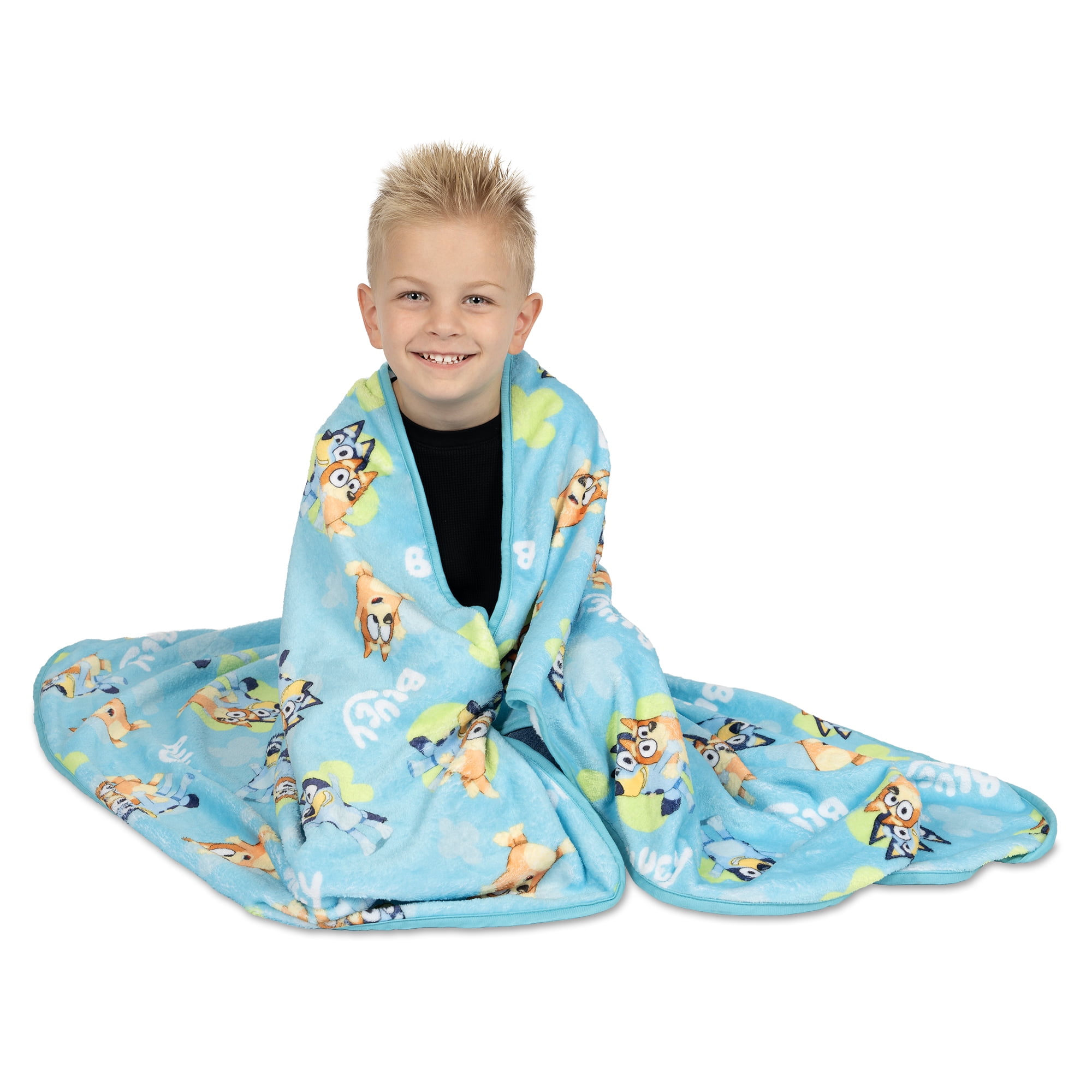 Bluey Plush Toddler Blanket Light Blue, 40" x 50", Boy or Girl