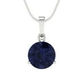 thumbnail image 2 of 2 cctw Blue Sapphire White Gold Plated Pendant with 16" Box Chain (8.0mm, Round Cut), 2 of 6